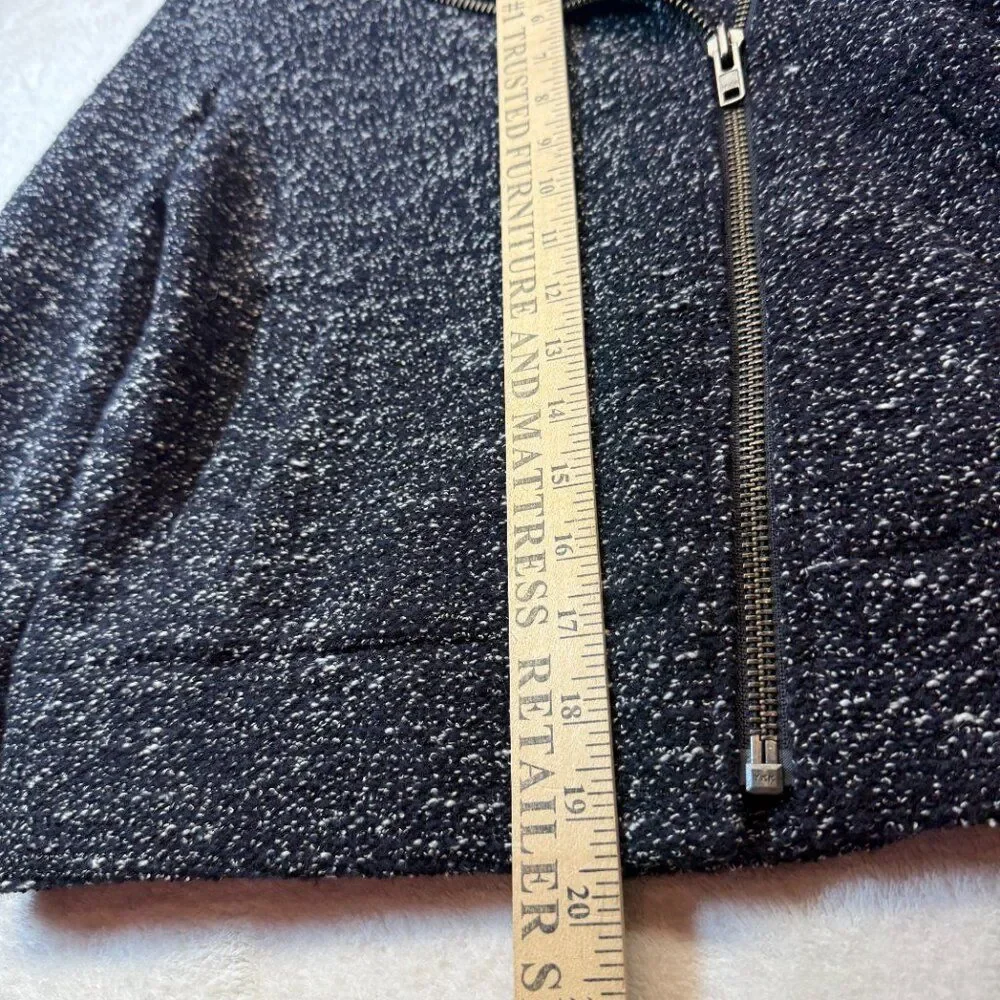 J.Crew Navy Speckled Knit Moto Jacket Asymmetrical Zip Wool Blend Size 4 Casual